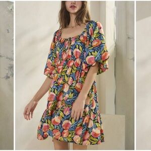 NWOT Oddi PEACH PRINTED MINI DRESS Size 1x